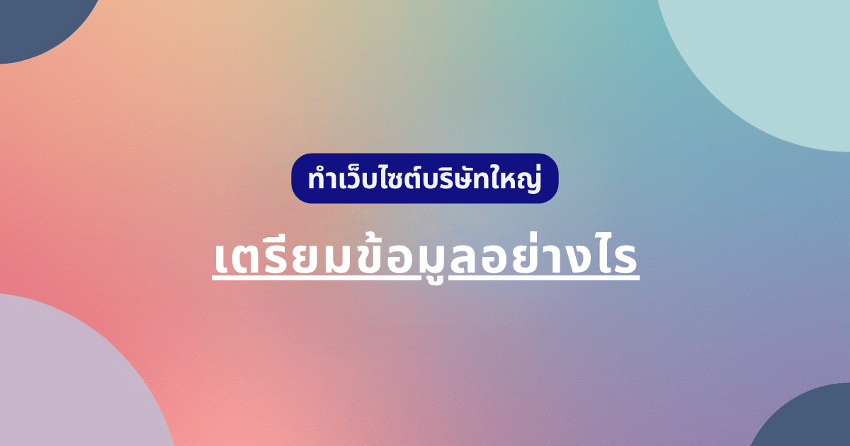 ทำเว็บไซต์องค์กร/บริษัทขนาดใหญ่